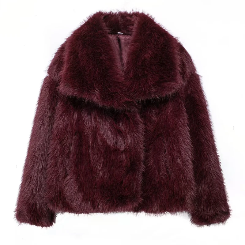 TRAF 2024 Faux Fur Coat Women Fluffy Women's Winter Jacket Long Sleeve Warm Winter Woman Coat Luxury Outerwears Coats for Woman 5