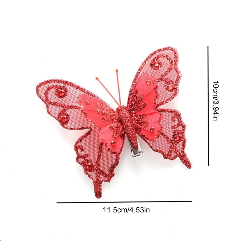 Elegant Butterfly Christmas Ornament Festival Butterfly Hanging Ornament Christmas Tree Decoration Set of 3