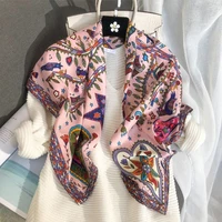 90*90cm Square Scarf Twill Cotton Feeling Women Head Shawls And Wraps Luxury Print Neck Scarves Hijab Bandana Pashmina 4