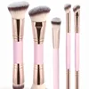 Double Ended Foundation Brush Set Flat Top Angled Contour Makeup Brushes For Liquid Powder Cream Blending