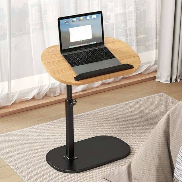 Adjustable Height C Shaped Side Table, 360°Swivel & Flip Top C Shaped End Table for Couch Laptop Stand Coffee Table for Sofa/Bed