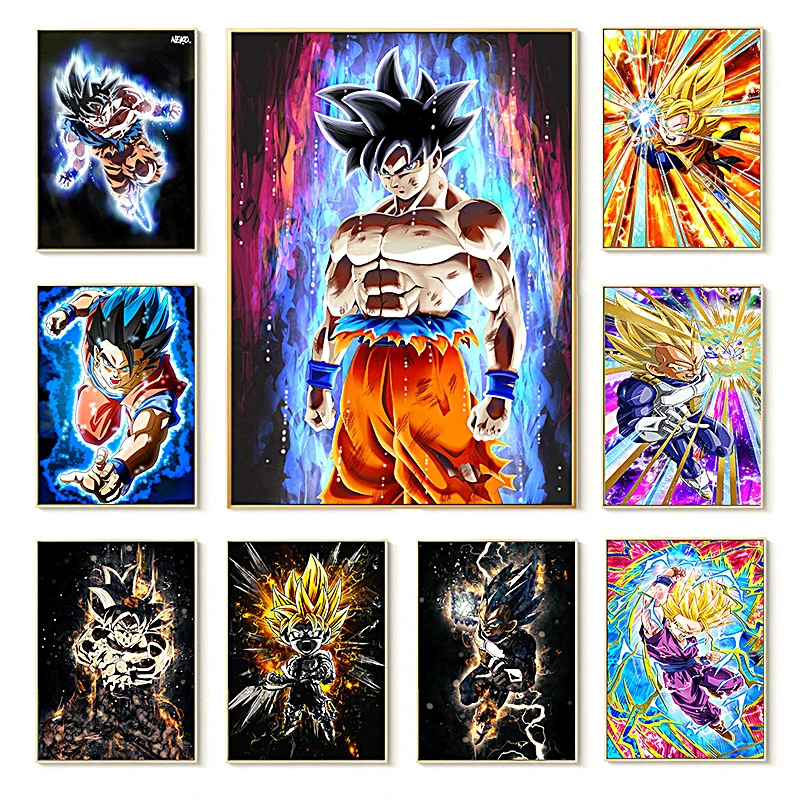 Anime Dragon Ball Z Kids Bedroom Canvas Poster Cartoon Comic Son Goku Super Saiyan Art Living Room Home Decoration Wall Stickers |