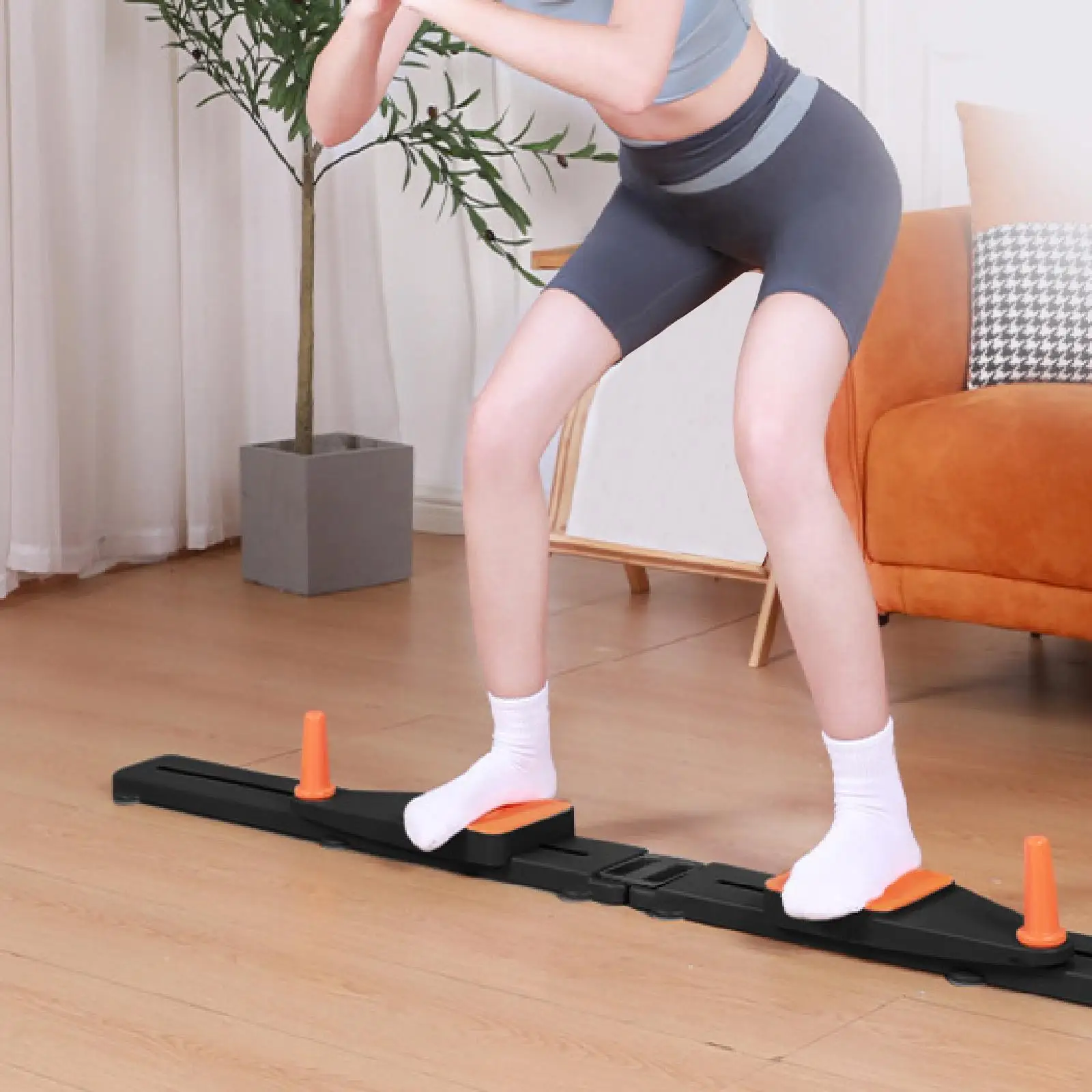 Leg Exercise Machine Multipurpose Foldable Sturdy Abdominal Strength Training Ski Machine Indoor Fitness Equipment for Men Women