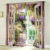 2pcs Wisteria Garden Window Printed Curtain-UV Resistant and Heat Insulated, Suitable for Rod Through Curtains in Various Rooms 5