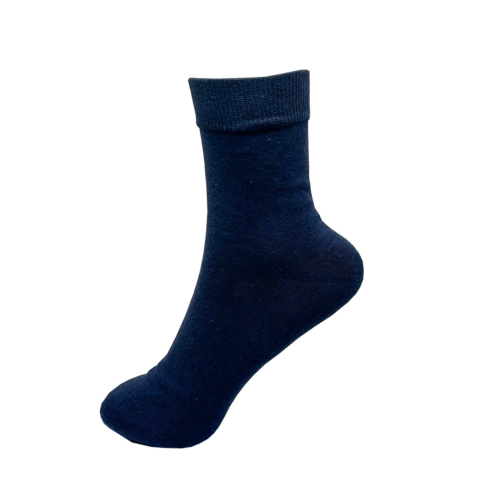 Men Cotton Dress Socks - Soft Breathable Black Business Casual Crew Length, Large Size