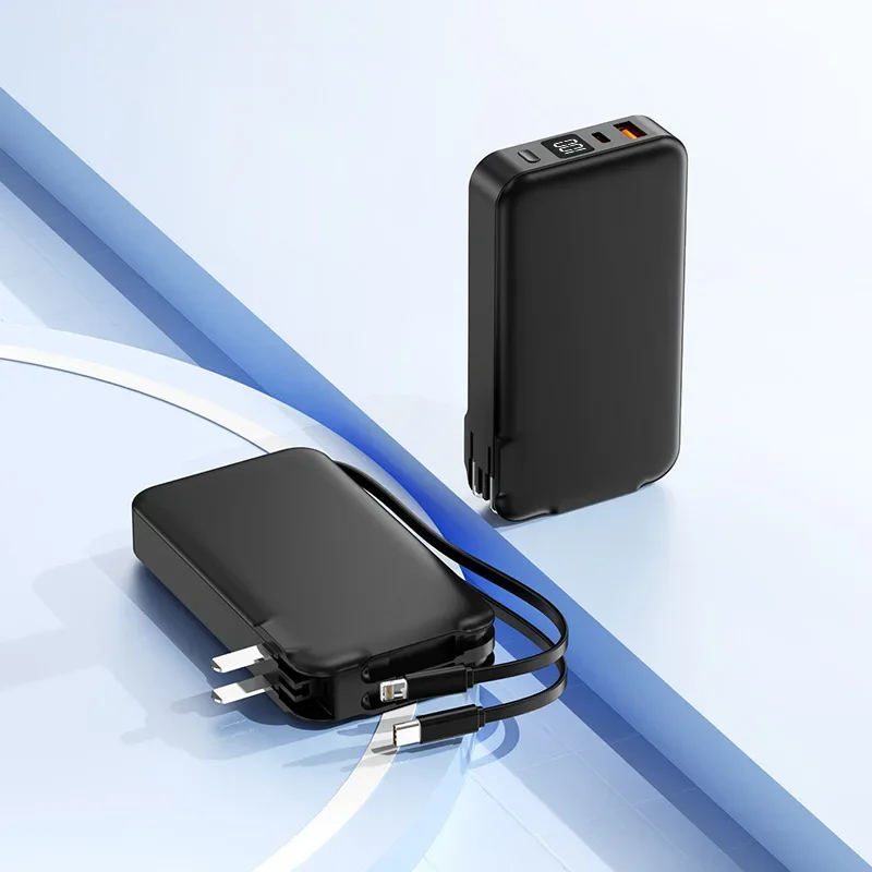 Power Bank 10000mAh Fast Charging with Its Folding Wall Plug AC Plug Own Cable 22.5W Mobile Power Supply 6