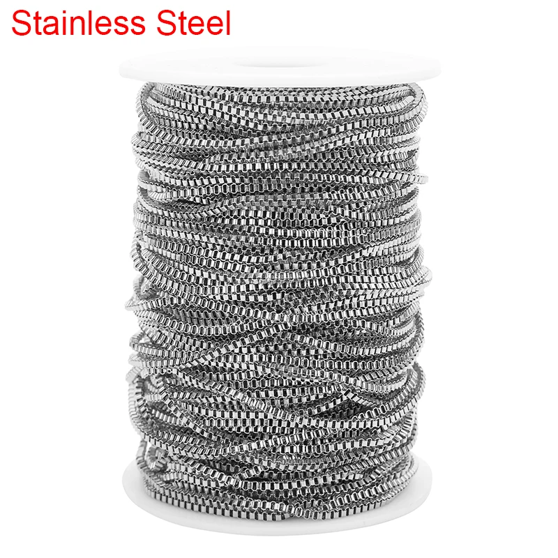 

2meters Stainless Steel Necklace Chains Bulk Diameter 2mm Metal Link Box Chains Lot for Diy Bracelet Findings Jewelry Making