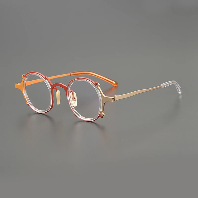 

Literary niche handmade retro round titanium glasses frame fashion personality optical prescription myopia glasses trendy cool