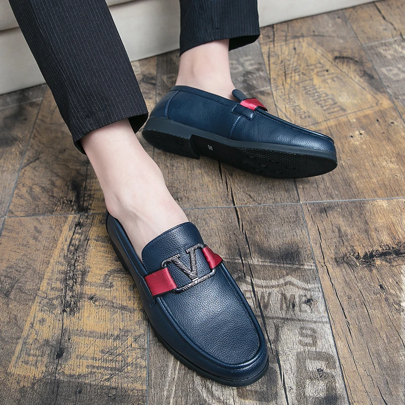 Spring and Autumn Men's New Casual Solid Color Fashion Metal Clasp Lefu Shoes Size 38-48 Men Shoes