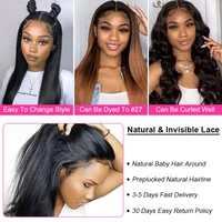 200 densité 13x4 13x6 HD dentelle frontale perruques de cheveux humains droite 360 dentelle frontale perruque pré-plumée 5x5 fermeture dentelle perruque Remy cheveux 4