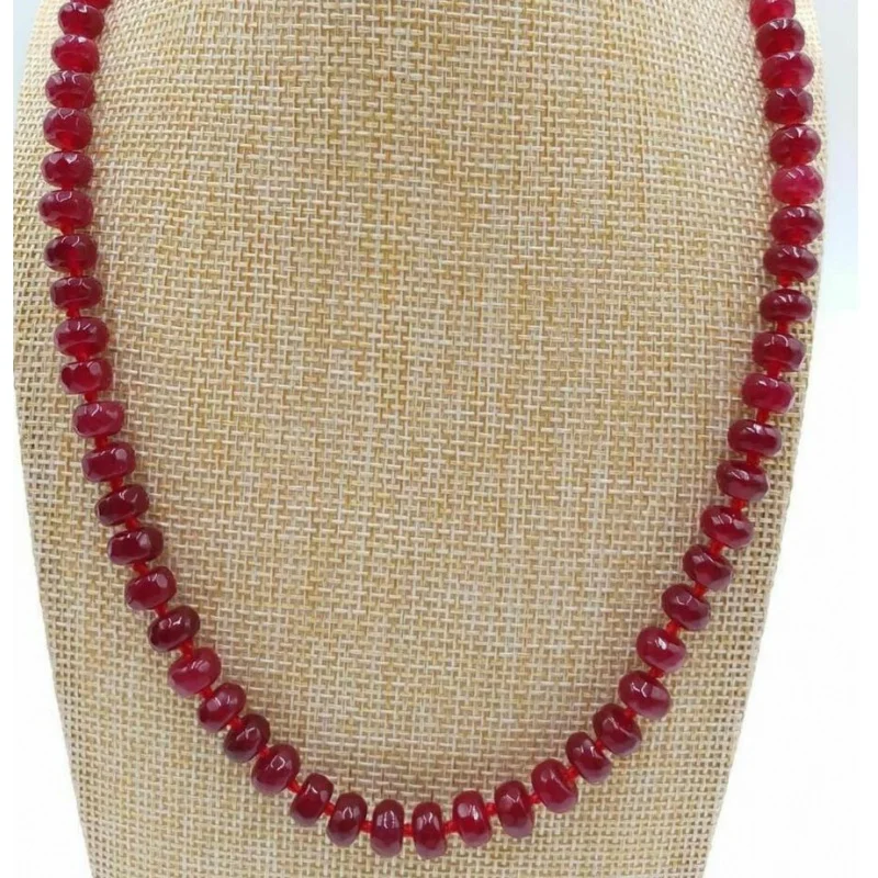 Fashion jewelry  Faceted 5x8m Natural Red Ruby Gems Abacus Beads Necklace 18' AAA