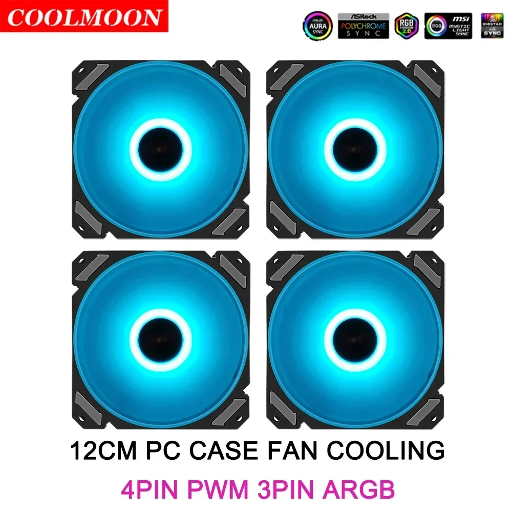 

Охлаждающие вентиляторы для ЦП Coolmoon, JY-120 RGB, 12 см, 4 контакта, PWM, 3Pin5V ARGB, для охлаждения воды