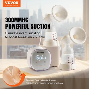 VEVOR Breast Pump Portable 2800mAH Rechargeable Double Electric Breast Pumps Anti-Backflow Breastfeeding Pump with LED Display 2