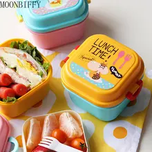 kids cartoon plastic lunch box food bento box microwave oven container tableware