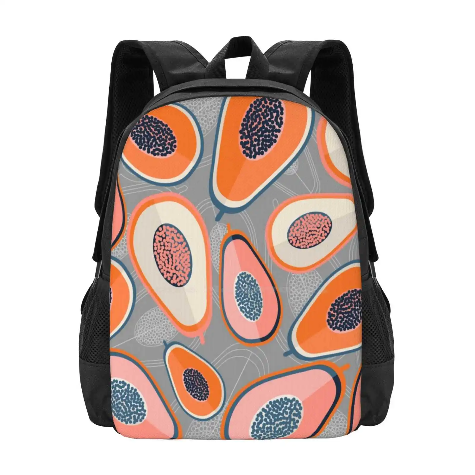 

Школьная сумка Papayas, вместительный рюкзак для ноутбука, цветные блоки с фруктовым узором, папайя, коралловый, оранжевый, кремовый