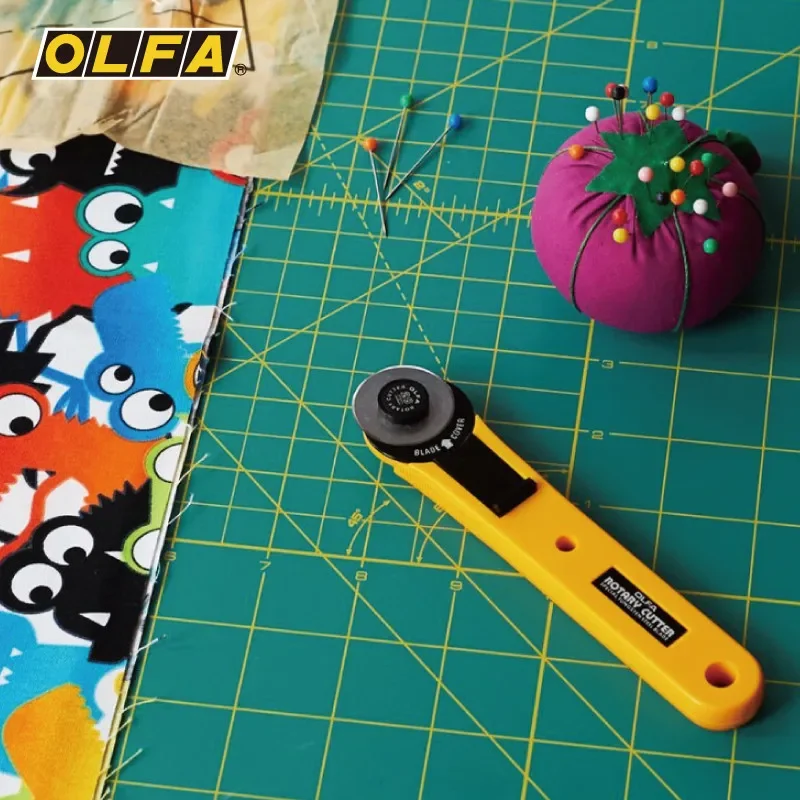 Original OLFA Safety Type Rotary Cutter Fabric Knife Patchwork Curved Line Anytime Cutting RTY Series from Japan