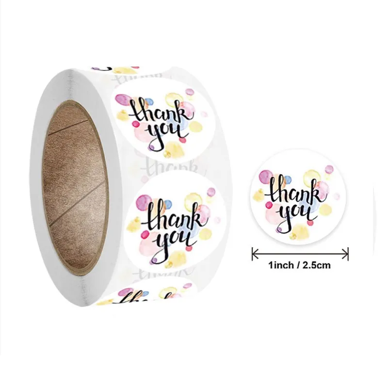 500pcs DIY Sealing Label Stickers THNAK YOU Adhesive Baking For Gifts Handmade Stationery White Round Heart LOVE Stickers 1 inch