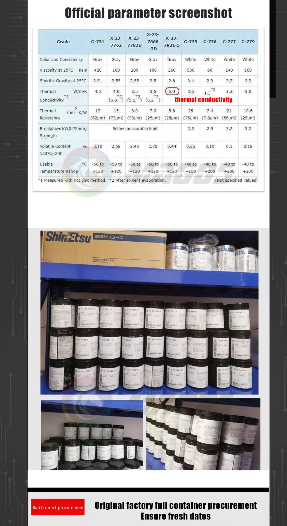 Shin-Etsu 7921 7868 Condutiva Térmica Graxa de