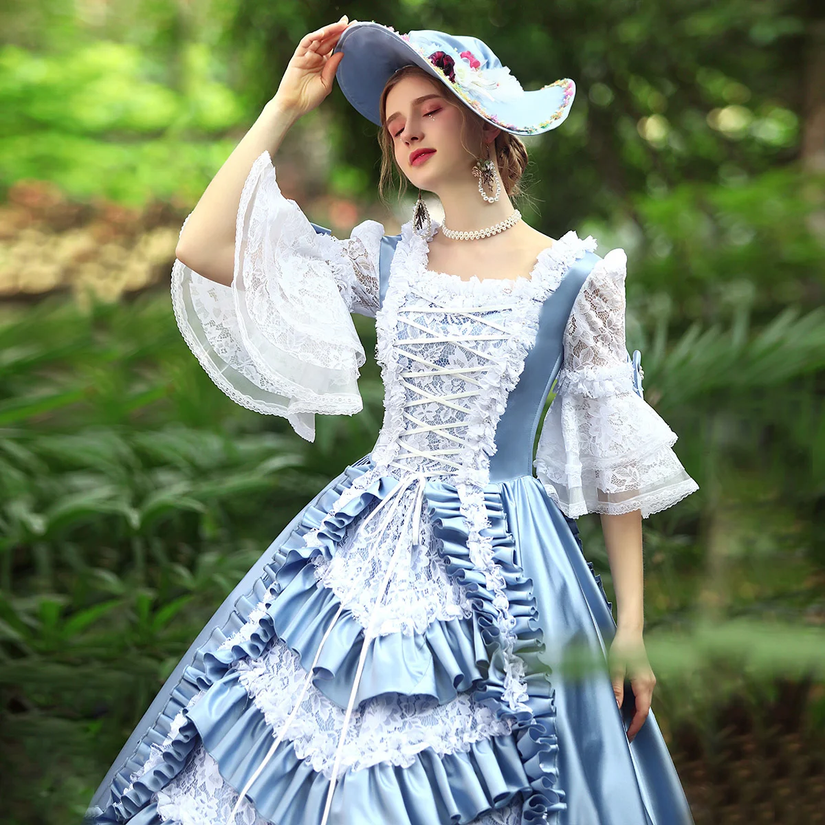 

Medieval Palace Sweet Lolita Op Dress Lace Vintage Court Performance European Queen Princess Big Pendulum Victorian Dress Kawaii