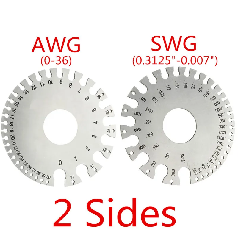 0-36 Round AWG SWG Wire Gauge Thickness Ruler Gauge Diameter Stainless Steel Measurer Tool tape measure toolstation Measurement & Analysis Tools