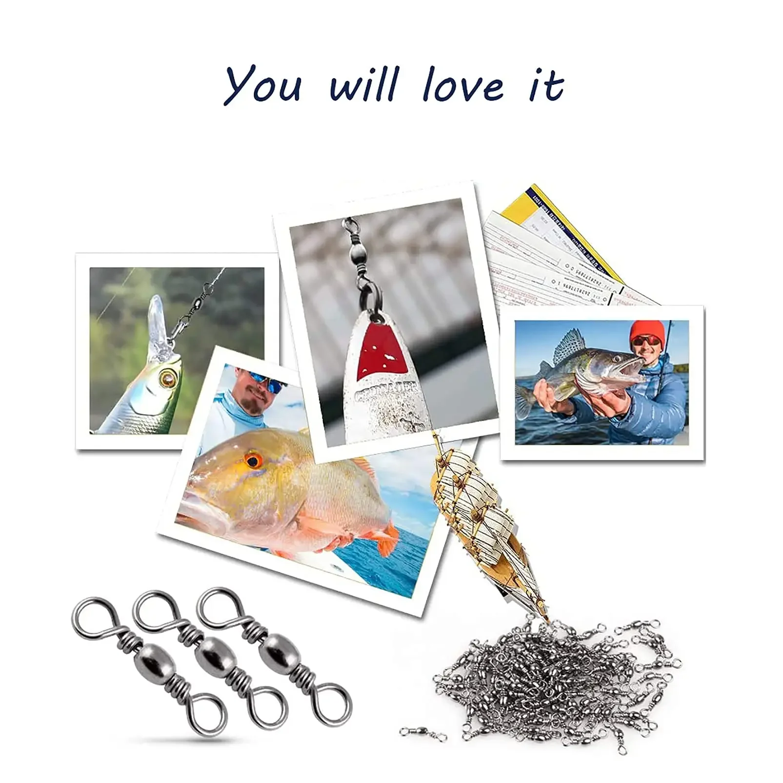 Fishing Swivel Rolling Barrel Swivels Stainless Steel Sea Fishing Hook Connector 200pcs/lot Size 10 8 6 4 2 1/0 fishing swivels fishing accessories fishing tackle fishing tools fishing tool fishing line connectors