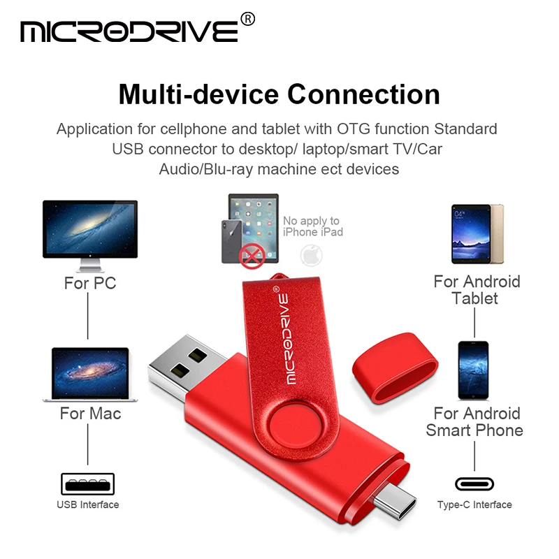 OTG 2 IN 1 Pendrive 128GB 64GB 32GB 16GB USB2.0 Memory Disk Application Type-C USB Key Flash Stick usb flash drive,flash drive,type c pendrive