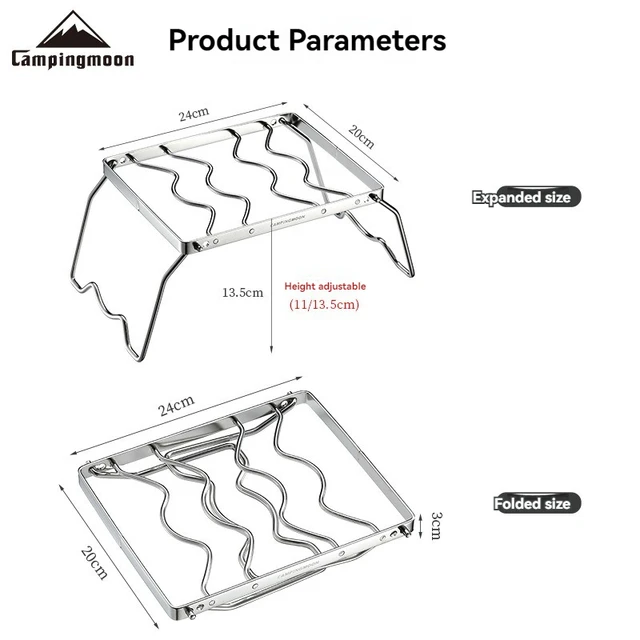 Folding Stainless Steel Grill , Adjustable Height, BBQ Mesh 3