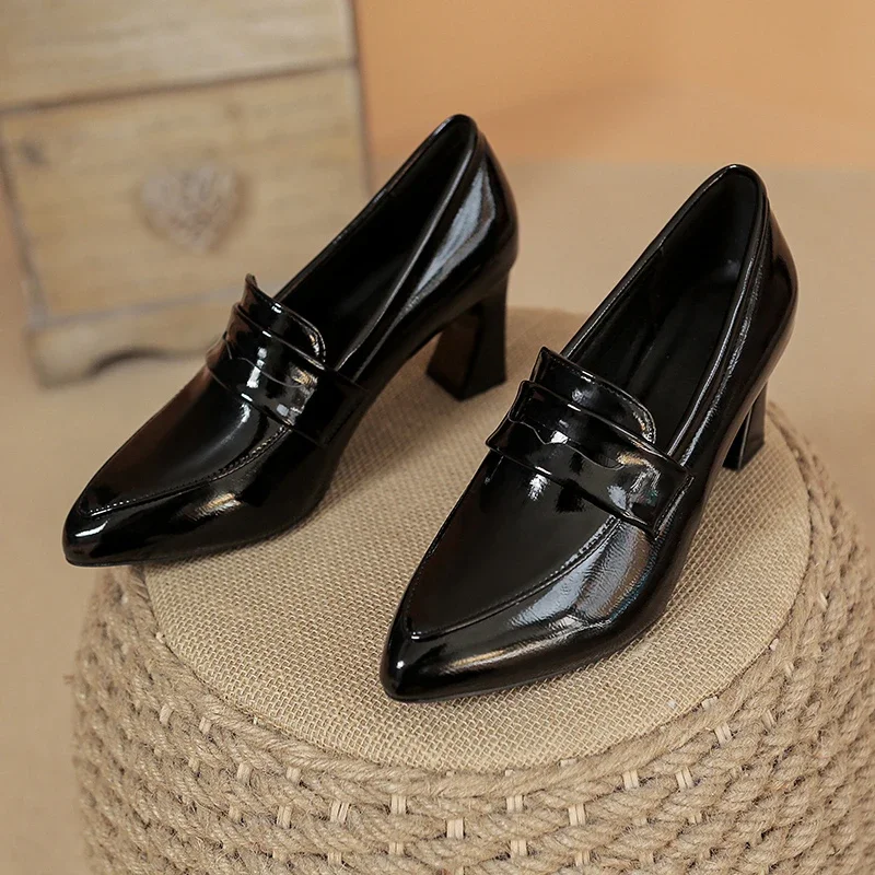 

Women Elegant High Heels Shoes Spring Pointed Toe Dress Shoes 2024 Fashion New Chunky Party Sandals Shallow Pumps Zapatos Mujer