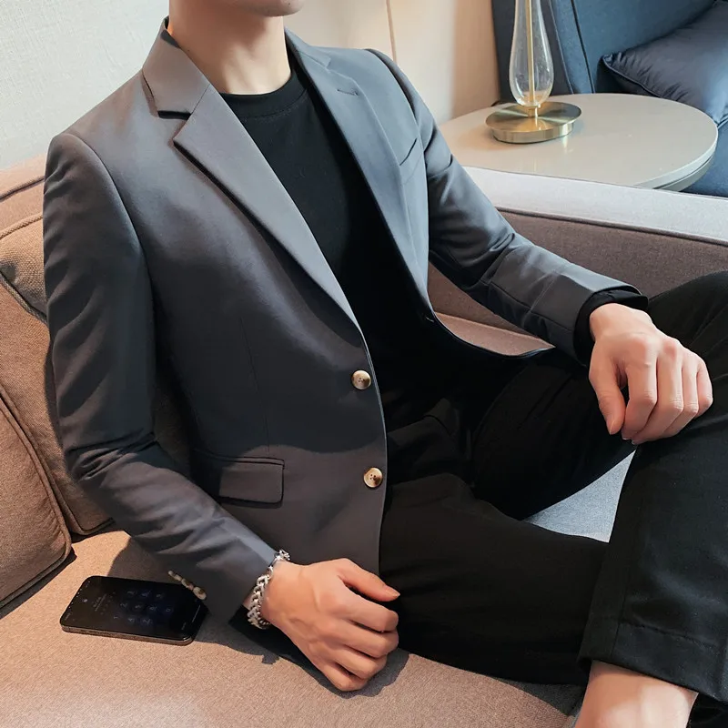 Men's high-quality brand suit Blazer business casual plain color suit jacket single-breasted elegant S-4XL fall new