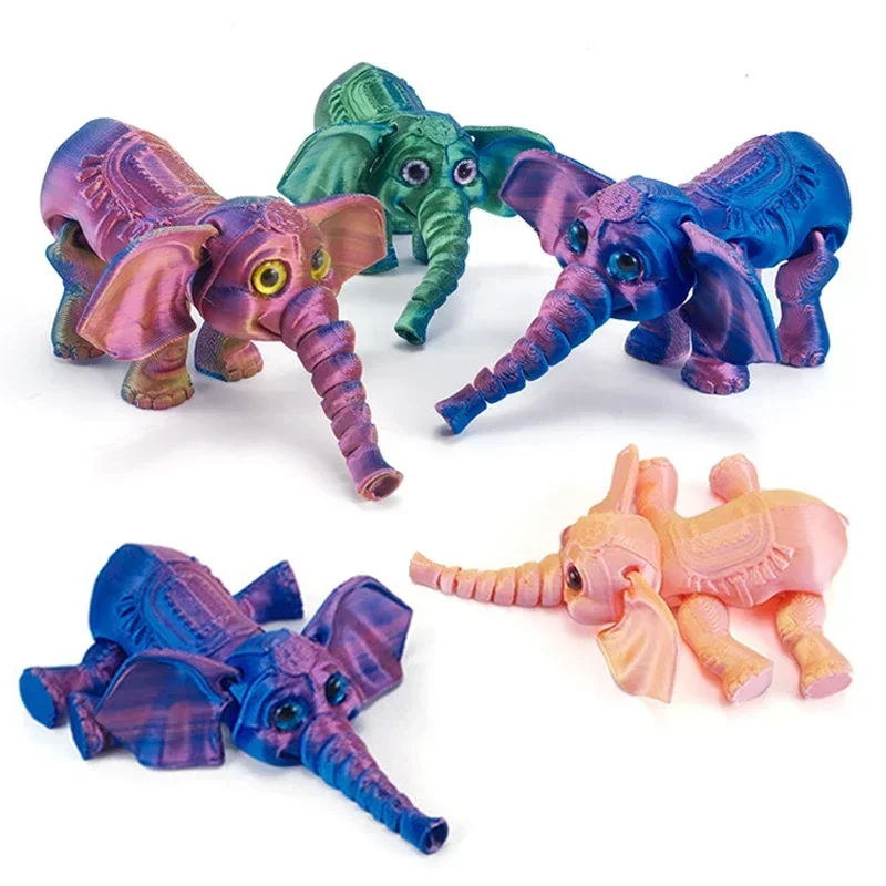 3D Printing Cute Elephant Cartoon Model Toys Mobile Limb Joint Children's Gifts Toys Model Ornament Creative and Novel Decorate