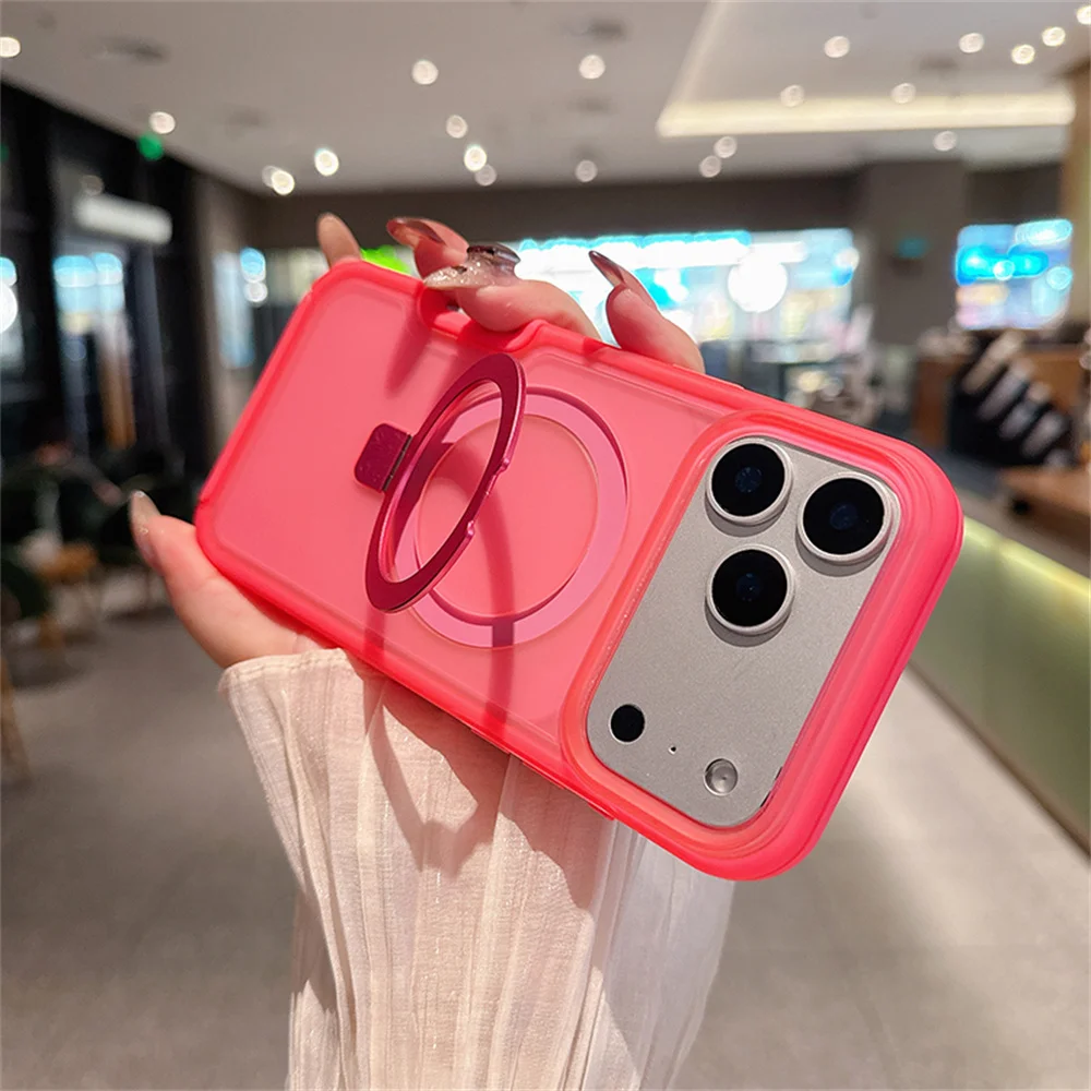 Foldable Magnetic Stand Phone Case - Clear Candy Color with Dual Layer Protection