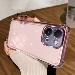 Luxury Plating Glossy Edge Phone Case with Four - Corner Shockproof Protection for VIVO Y11D 4G (Pink)