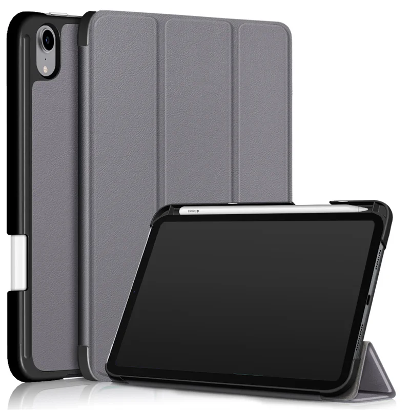 Trifold PU Leather Stand Magnetic Cover with Pen Holder