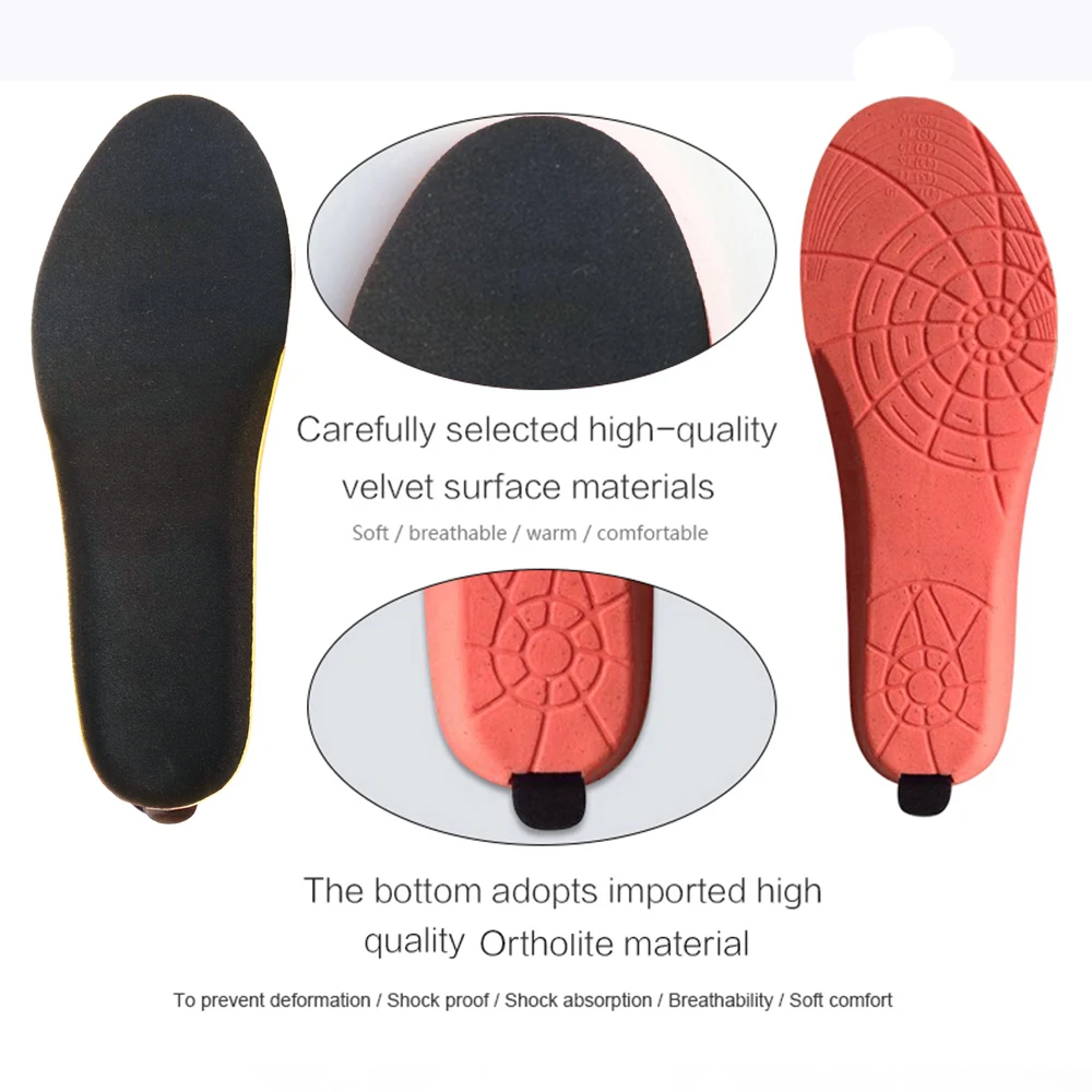 New Wireless Control Electric Heating Thermal Insoles Winter Warm Velvet 2000mAh Increase Heated Insoles for Men Women Shoe Pads