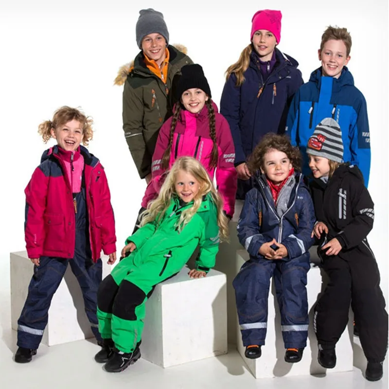One-piece children's ski suit suit boys and girls ski pants top waterproof thickening warm baby snow town equipment