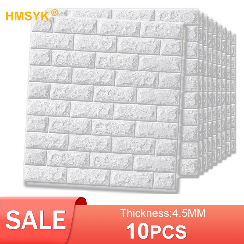 Auto-adesivo Impermeável Tijolo Wallpaper tv Wallpaper Fundo Adesivo de Parede 3d Sala Mural Quarto Decorativo 10 Pcs
