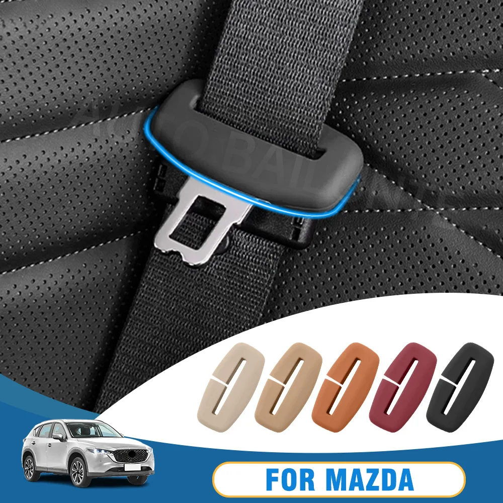 Car Seat Belt Clip Cover Soft Silicone Collision Avoidance Safety Belt Buckle Cover Seat Belt Clip For Mazda 2 3 5 6 8 cx3 cx5 Car Accessories