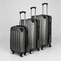 Ensemble de bagages ABS Stripe 3 pièces, valise à roulettes rigide légère avec roulettes à 360° °   Valise à roulettes, bagage à main pour hommes et femmes, noir/gris foncé/gris 2
