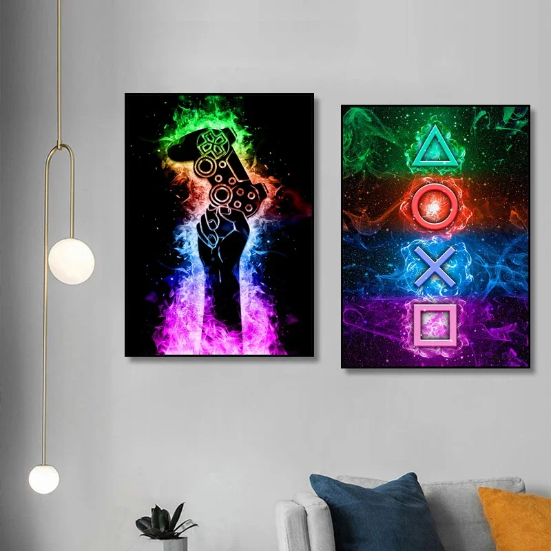 Quadri su Tela Stile Punk con Gamepad, Poster e Stampe per Sala Giochi, Immagini da Parete per Ragazzi, Decorazione per Camera dei Bambini, Regalo - immagine 4