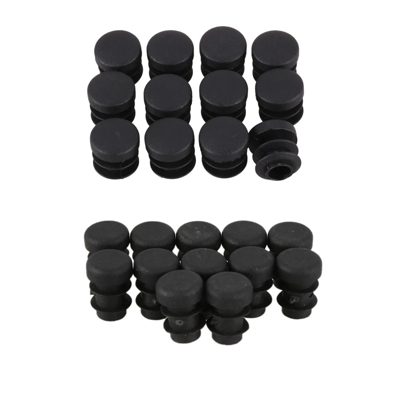 12 PCS 의자 테이블 다리 플러그 직경 14Mm 원형 플라스틱 및 12 Pcs 플라스틱 12Mm 파이프 끝 블랭킹 캡 라운드 블랙