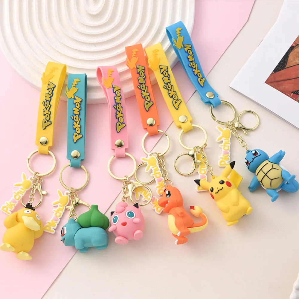 

Kawaii Pokemon Pikachu Keychain Anime Keyring Doll Bag Pendant Cartoon Car Keyholder Key Chains Accessories Girl Gift