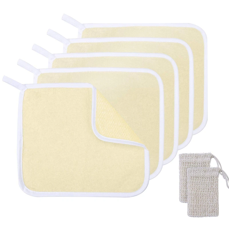 

Exfoliating Face And Body Wash Cloths Towel Soft-Weave Exfoliating Scrub Bath Cloth With Soap Exfoliating Bag Natural Soap Saver