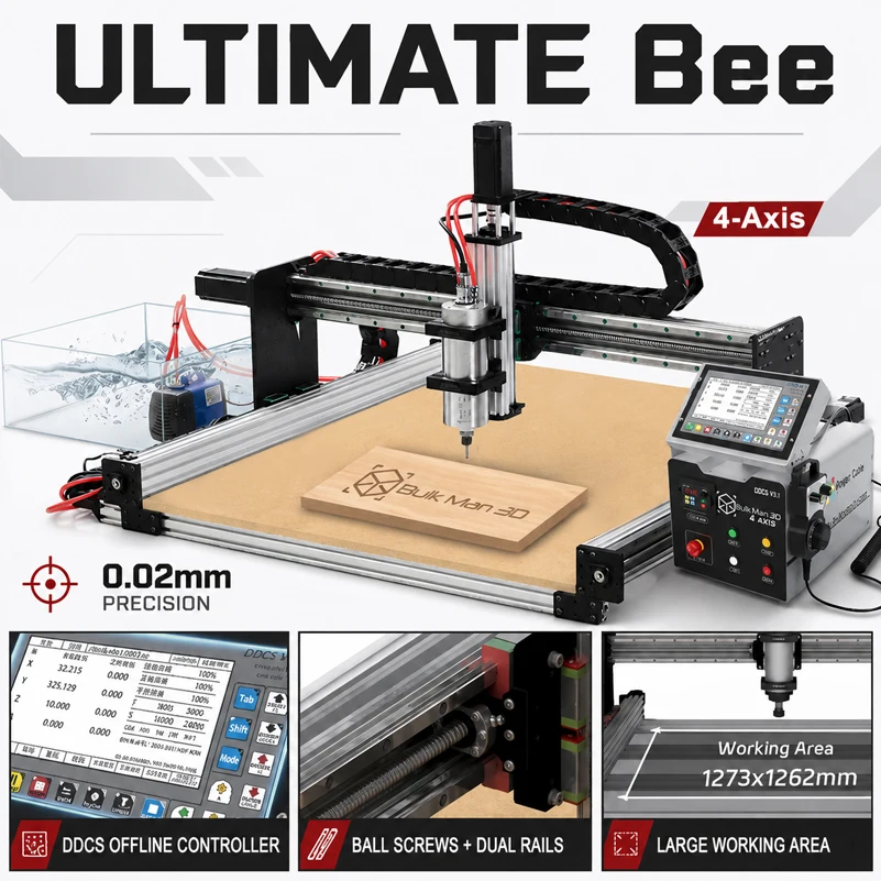 벌크맨3D 울티메이트 비 4축 CNC 라우터 키트 DDCSV4.1 오프라인 컨트롤 볼 스크류 리니어 레일 CNC 조각기 목재 금속