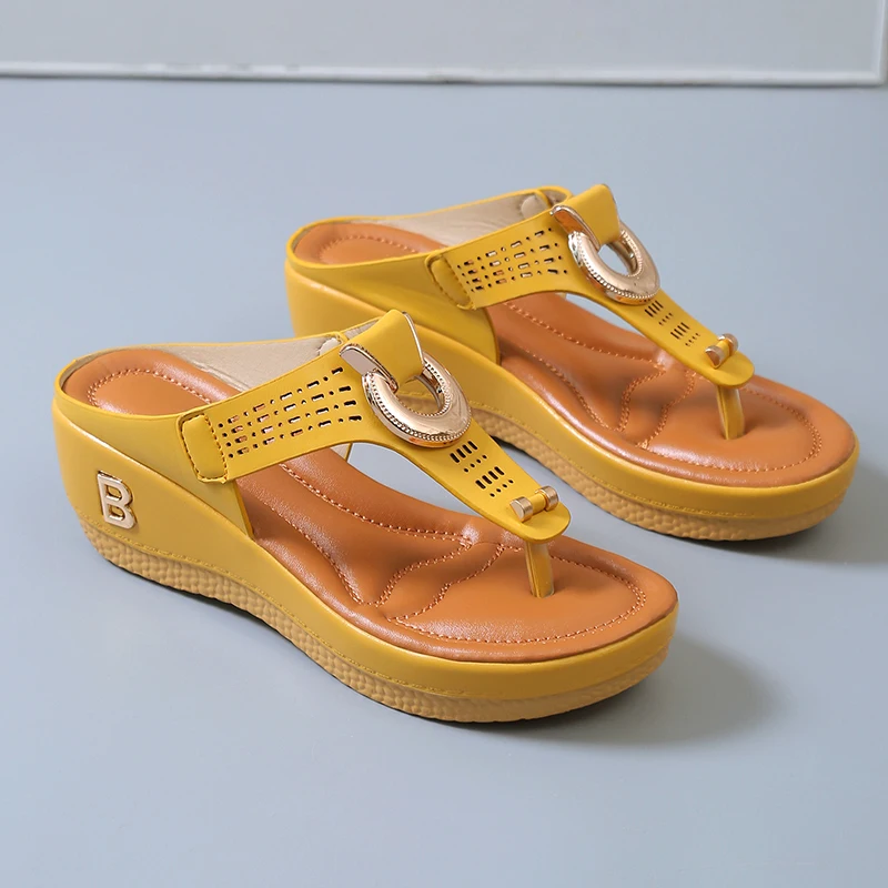 

New Women Summer Sandals Open Toe Beach Shoes Flip Flops Wedges Comfortable Slippers Cute Sandals Zapatillas Casa Mujer