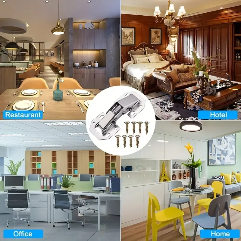 4Pcs Modern Metal Hidden Cabinet Hinges Easy Mount 90&deg; Spring Complete with Screws cabinet door hinges cabinet hinges