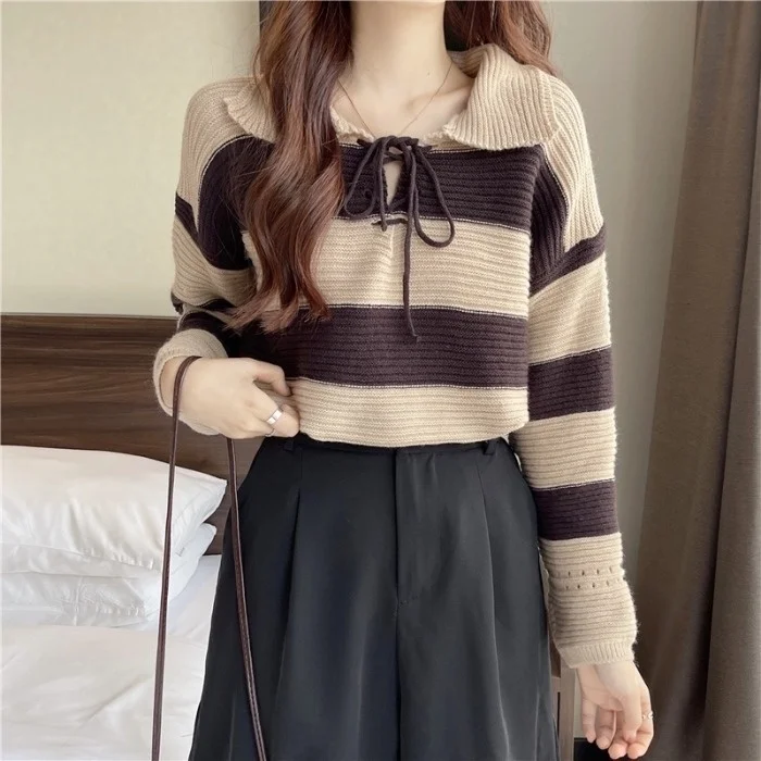 Polo Neck Sweater Loose Pullover for Women in Autumn and Winter Gentle Korean Temperament Soft Waxy Long Sleeved Top | Женская одежда