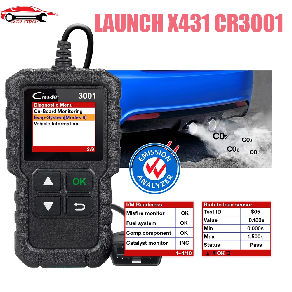 

Диагностический сканер LAUNCH X431 CR3001, считыватель кодов с поддержкой OBD2/EOBD, PK CR319, 3001