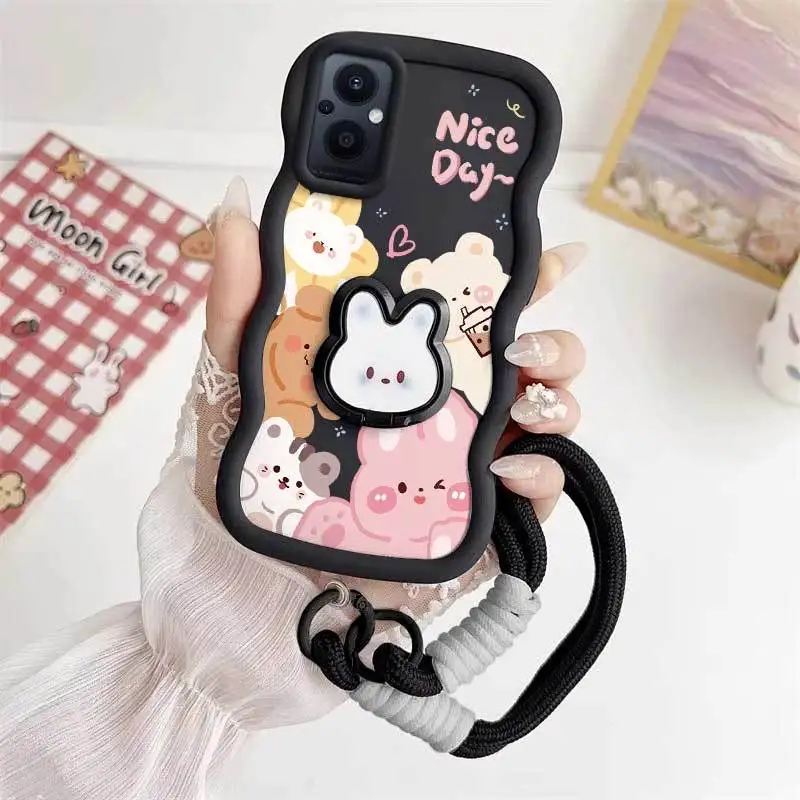 Curious Animals Phone Case Set with Lanyard and Rabbit Stand