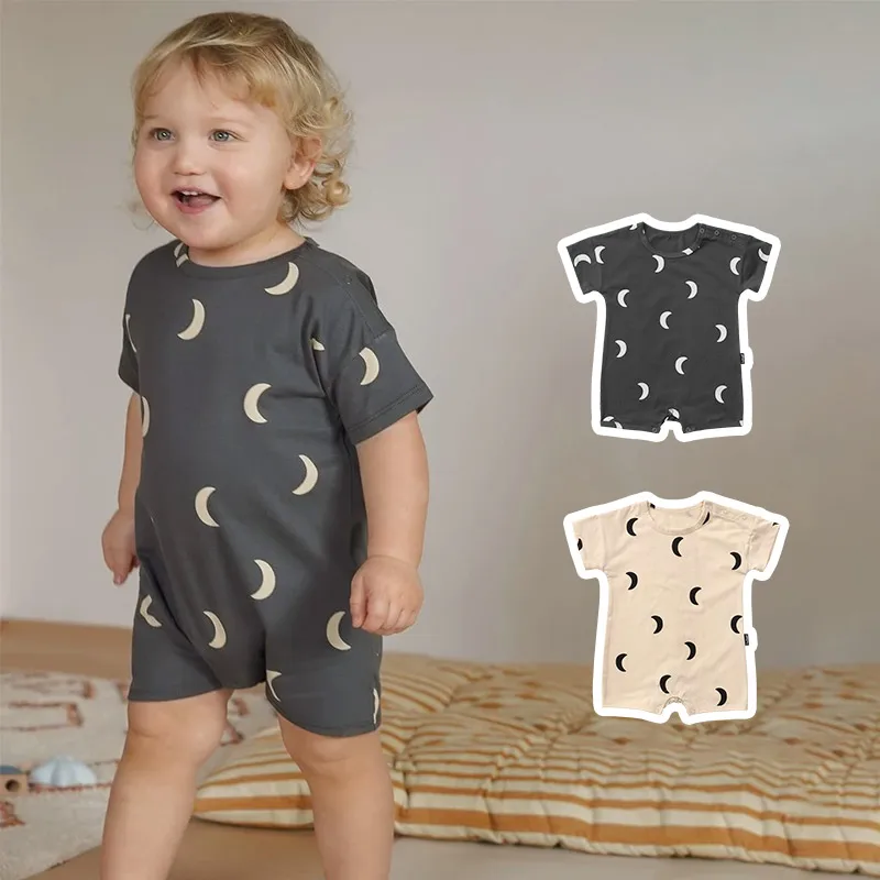 

Jenny&DavePopular curvy moon baby cotton one-piece clothes summer net red male baby short climbing female romper climbing clothe