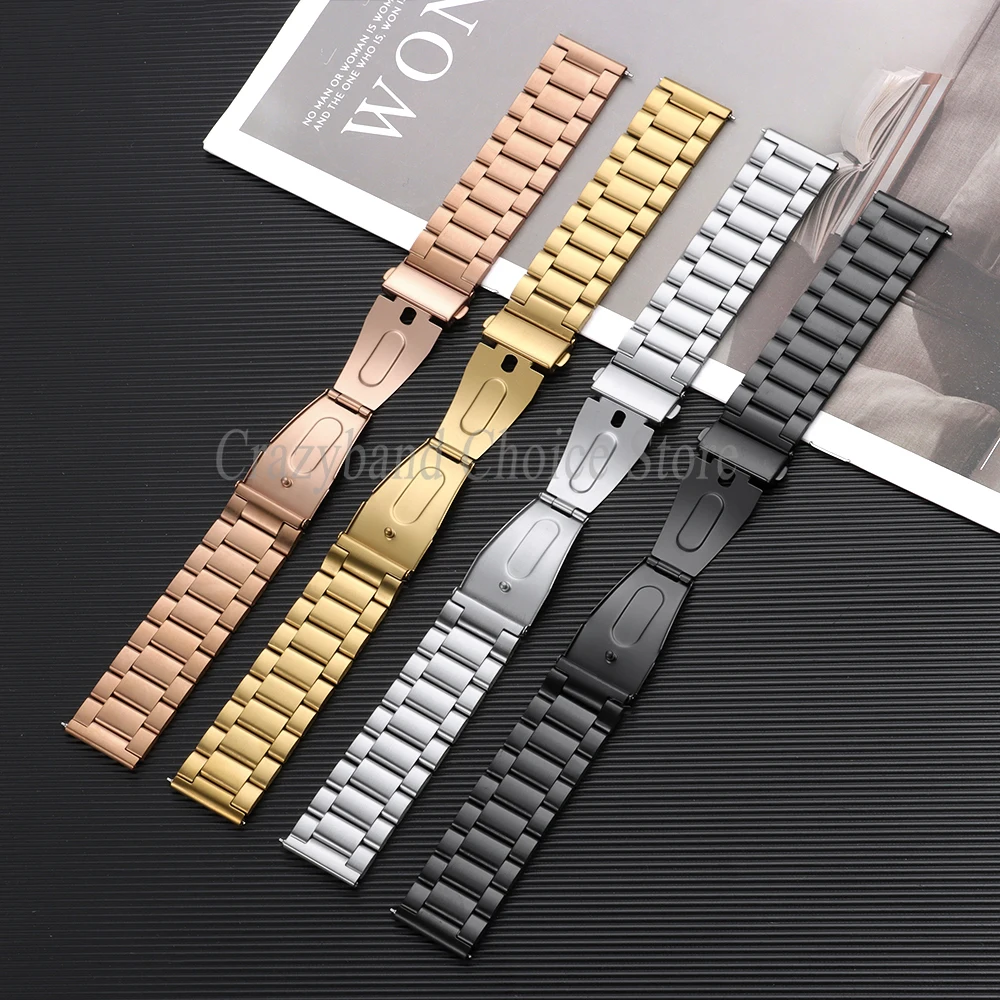 Premium Stainless Steel Watchband with Press Clasp – Elegant Replacement Strap